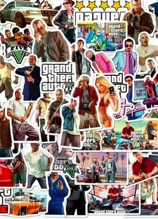 Набір наклейок GTA Grand Theft Auto. Набір 10 шт.