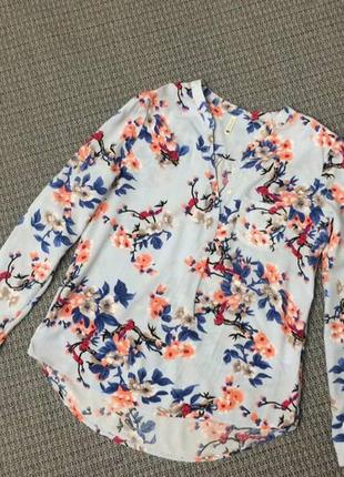 Блуза блузочка кофточка с длинным рукавом в цветочный принт 10...