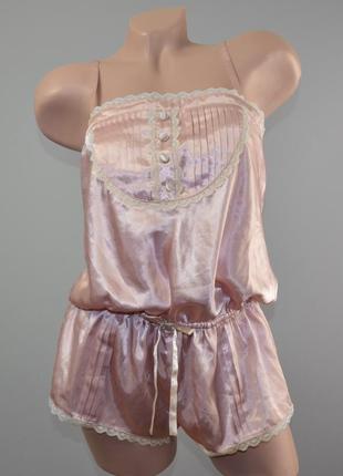Розовая атласная ночная сорочка-комбинезон la senza (uk 10)