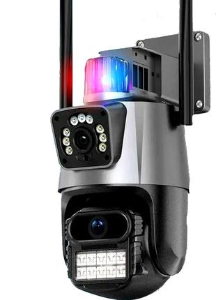 Зовнішня безпека PTZ WIFI камера з подвійним об'єктивом Зум 8 Мп