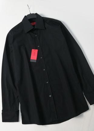 Брендовая черная мужская рубашка hugo boss оригинал