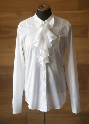 Белая котоновая блузка с жабо женская van jaack, размер s
