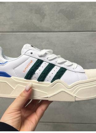 Женские кроссовки Adidas Superstar Bonega 2B White Green Blue ...