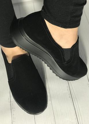 Туфли кроссовки на платформе натуральная кожа замша женские