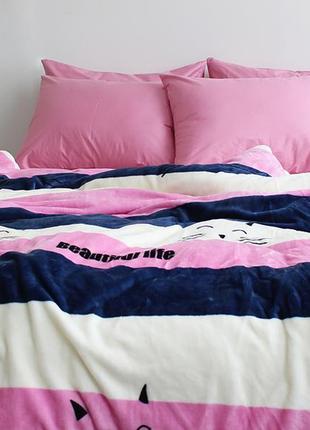 Комплект постельного белья зима-лето розовый размеры 1,5/2х сп...