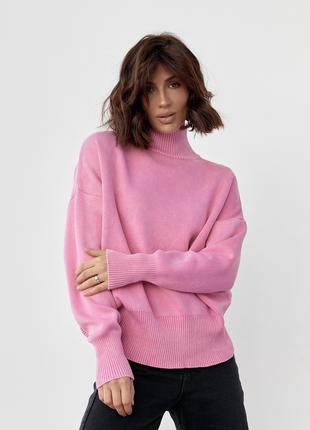 Женский свитер в технике тай-дай - розовый цвет, L