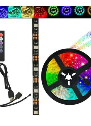 Світлодіодна стрічка smd 5050 rgb led 5 м ip65 з пультом та бл...