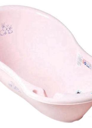 Ванночка детская 86 см "Зайчики" со сливом (розовый) KR-004-10...