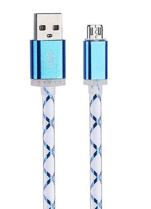Usb кабель Led Cable micro Usb з підсвічуванням blue