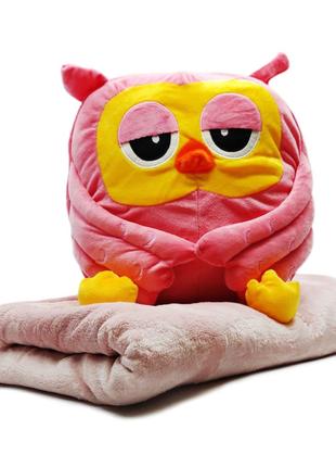 Мягкая игрушка Shantou подушка плед "Сова" 43434 Розовый