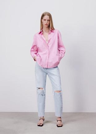 Новые джинсы свободного кроя с потертостями zara 2024