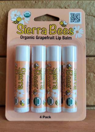 Sierra Bees, Органические бальзамы для губ, грейпфрут, 4 шт