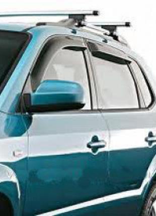 Дефлекторы окон, ветровики на Hyundai Tucson 2004-2010 (скотч)...