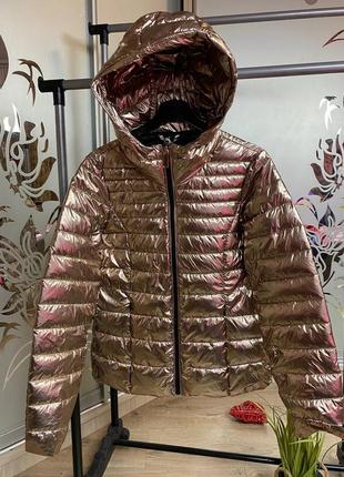 Демисезонная легкая золотистая куртка девочка 14+р 170см(xs/s)