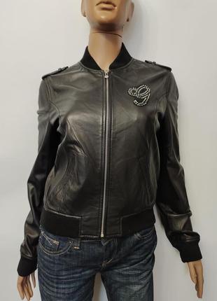 Женская стильная натуральная кожаная куртка, бомбер, р.xs-xl