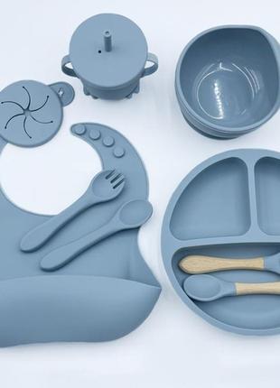Набір дитячого силіконового посуду 5м+ (6 предметів) антиковзк...
