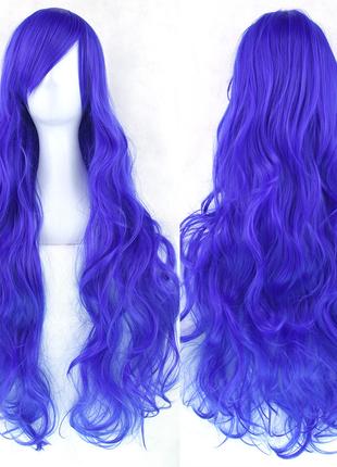Длинные парики RESTEQ - 80см, синие волнистые волосы, Мальвина...
