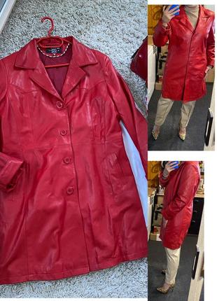 Мега шикарный красный кожаный плащ/пальто/тренч,италия antonio...