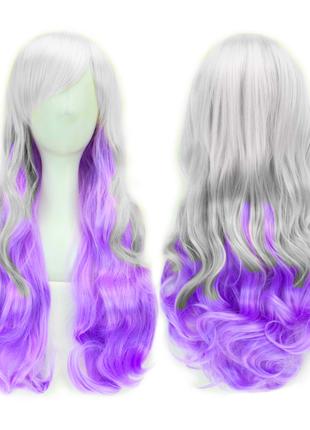 Длинный парик RESTEQ - 60см, серо-фиолетовый, волнистые волосы...