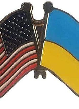 Значок парный флаг Украина Америка 25х40 мм. Пин Украина. Пин ...