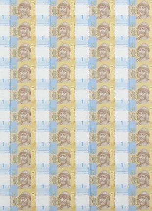 Неразрезанный лист из банкнот НБУ номиналом 1 грн 60 шт. Колле...