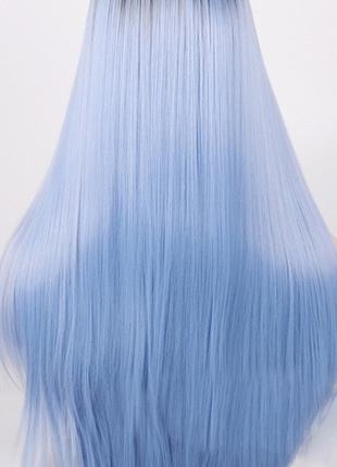 Длинный голубой парик омбре RESTEQ 66 см, прямые волосы градие...