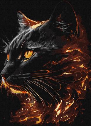 Картина по номерам 40×50 см Огненный кот с красками металлик e...
