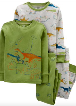 Цветные трикотажные пижамы дінозавр на мальчика carters оригинал