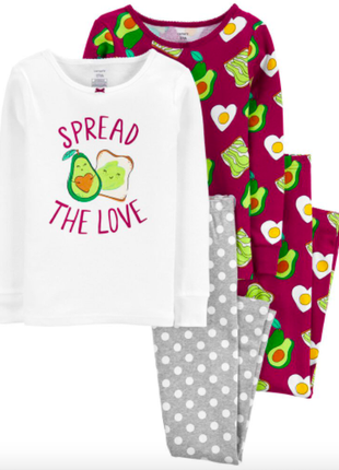 Цветные хлопковые пижамы авокадо для девочки carters