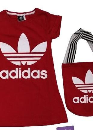 Платье Adidas, в наборе сумка, рост 110, 116, 122, 128, 140, см.