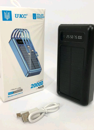 Портативний зарядний пристрій на 20000mAh, Power Bank на сонячній