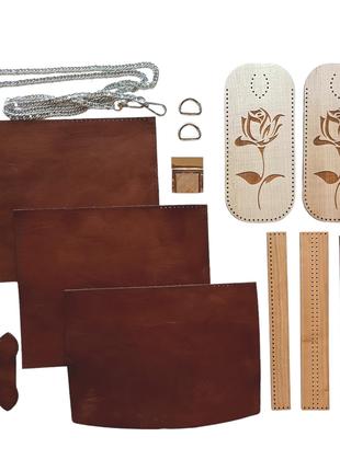 Набор для пошива сумки из натуральной кожи c деревянными встав...