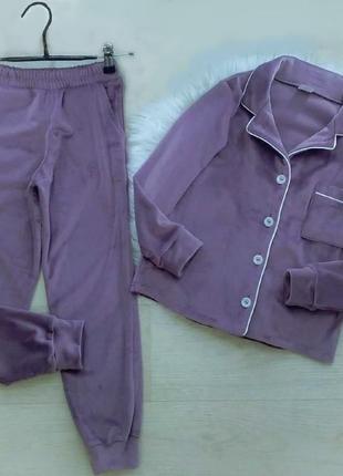 Пижама велюровая детская кофта и штаны (122 размер) фрез