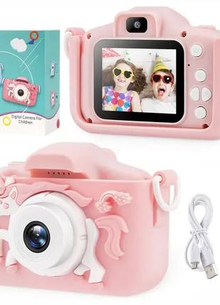 Детский фотоаппарат цифровой Единорог с играми фото видео 3 МП...