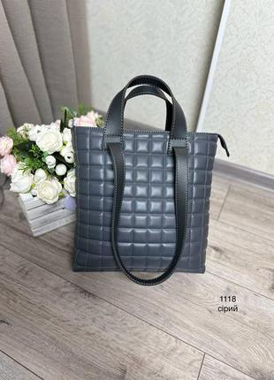 Женская стильная и качественная сумка шоппер из эко кожи серый