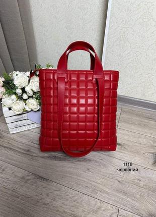 Женская стильная и качественная сумка шоппер из эко кожи красный