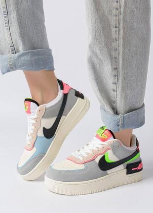 Женские кроссовки nike air force 1 shadow multicolor найк белы...