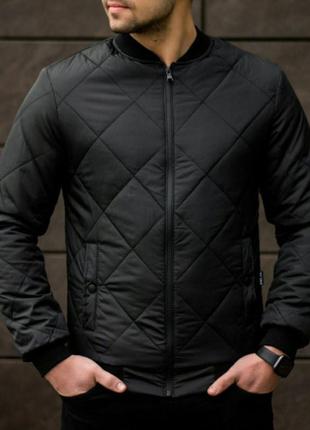 Куртка мужская на осень черная из матовой плащевки с утеплением