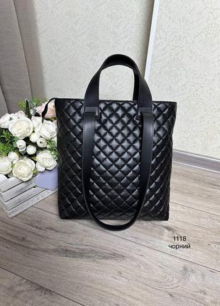 Женская стильная и качественная сумка шоппер из эко кожи черный
