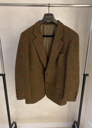 Пиджак harris tweed коричневый винтажный жакет блейзер