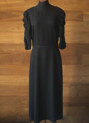 Черное платье с леопардовым принтом миди женское marks&spencer...