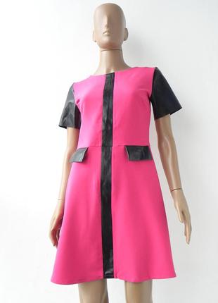 Нарядное платье ярко-розового цвета с вставками 44-48 размеры ...