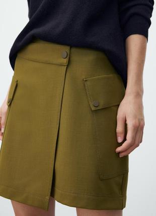Асимметричная юбка с накладными карманами massimo dutti