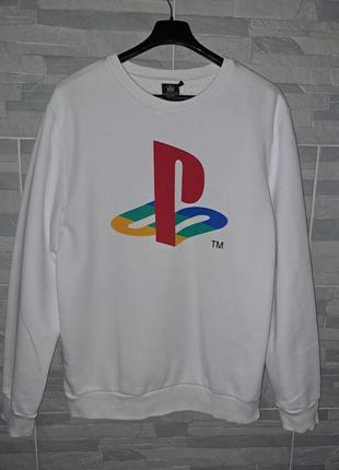 Белый свитшот худи play station унисекс