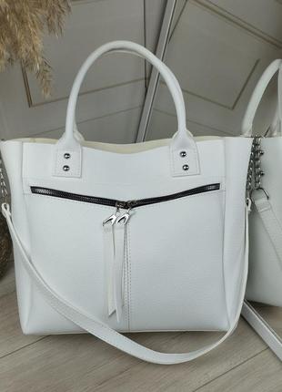 Женская стильная и качественная сумка из искусственной кожи белая