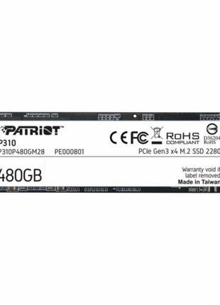 SSD M.2 Patriot P310 480GB NVMe 2280 PCIe 3.0x4 3D NAND TLC