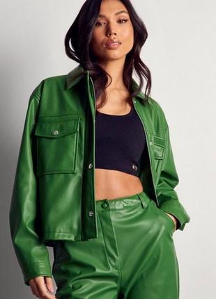 Зелена куртка з еко-шкіри misspap misspap