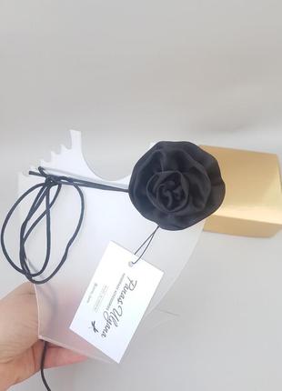 Чокер роза черная из искусственного шелка армани- 7,5 см