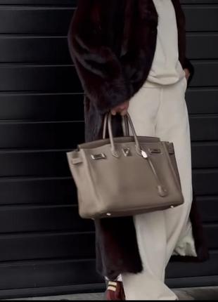 Кожаная сумка в стиле birkin