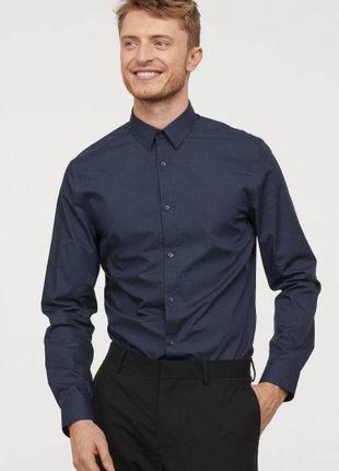 Новая синяя классическая рубашка от h&m slim fit xs brandusa
